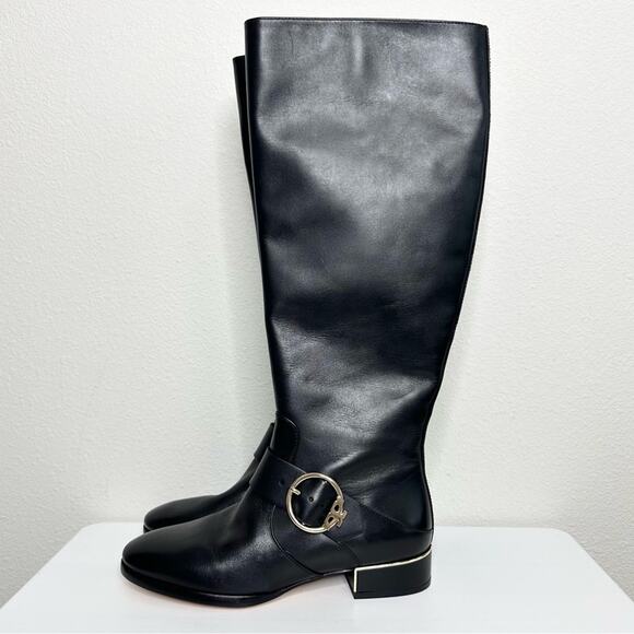 TORY BURCH Sofia Black Leather Riding Boot Knee-High Extended Width Size 6.5 NEW - Picture 4 of 9